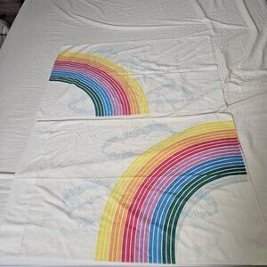 Rainbow Cloud Print Pillowcases Set of 2 Pair 32x20 Colorful Retro Graphic